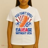 You Can't Spell Sausage Without USA, Funny 4th Of July T-Shirt thumb 4