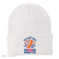You Can't Spell Sausage Without USA, Funny 4th Of July Beanie thumb 0