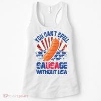 You Can't Spell Sausage Without USA, Funny 4th Of July Women's Tank Top thumb 0