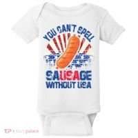 You Can't Spell Sausage Without USA, Funny 4th Of July Baby Bodysuit thumb 0