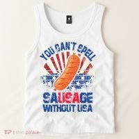 You Can't Spell Sausage Without USA, Funny 4th Of July Tank Top thumb 2