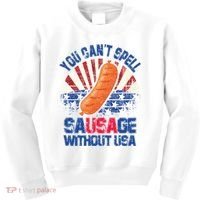 You Can't Spell Sausage Without USA, Funny 4th Of July Kids Sweatshirt thumb 0