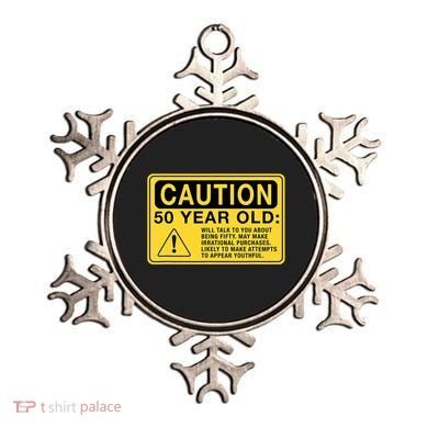 Yellow Caution Sign Funny 50th Birthday Turning Fifty Ornament