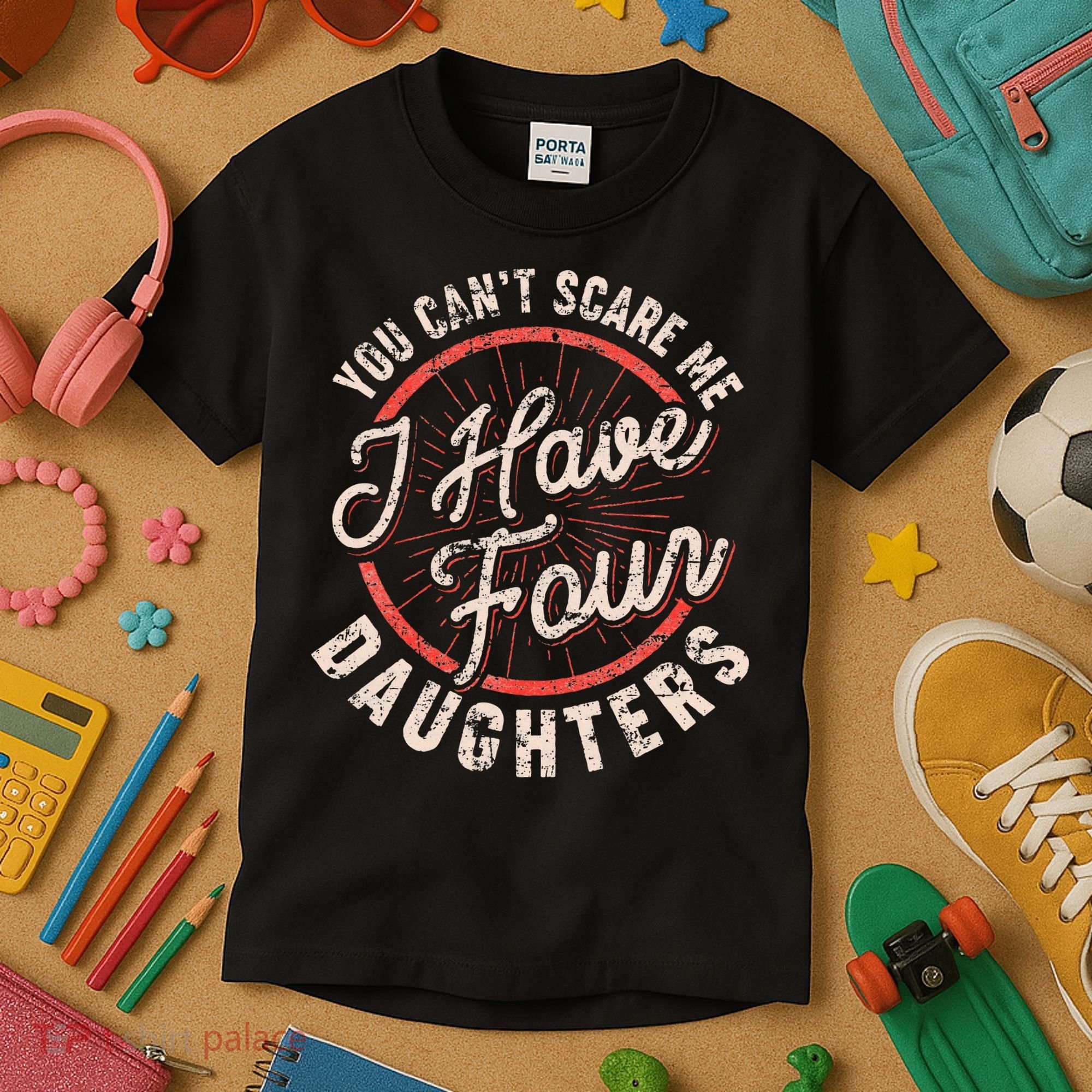 You CanT Scare Me I Have Four Daughters Funny Dad Kids T-Shirt