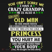 You Can’t Scare Me I Have A Crazy Grandpa Gift USA-Made Doggie Bandana thumb 2