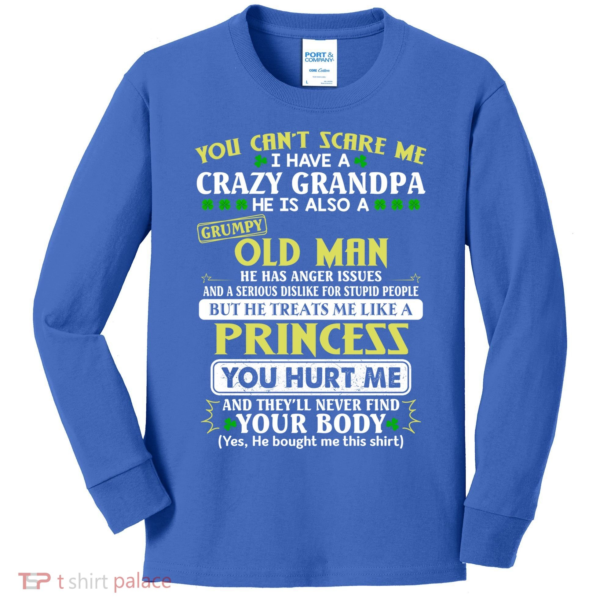 You Can’t Scare Me I Have A Crazy Grandpa Gift Kids Long Sleeve Shirt