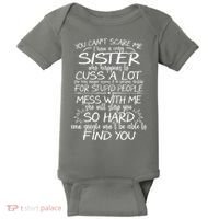 You CanT Scare Me My Sister Is Crazy Baby Bodysuit thumb 0