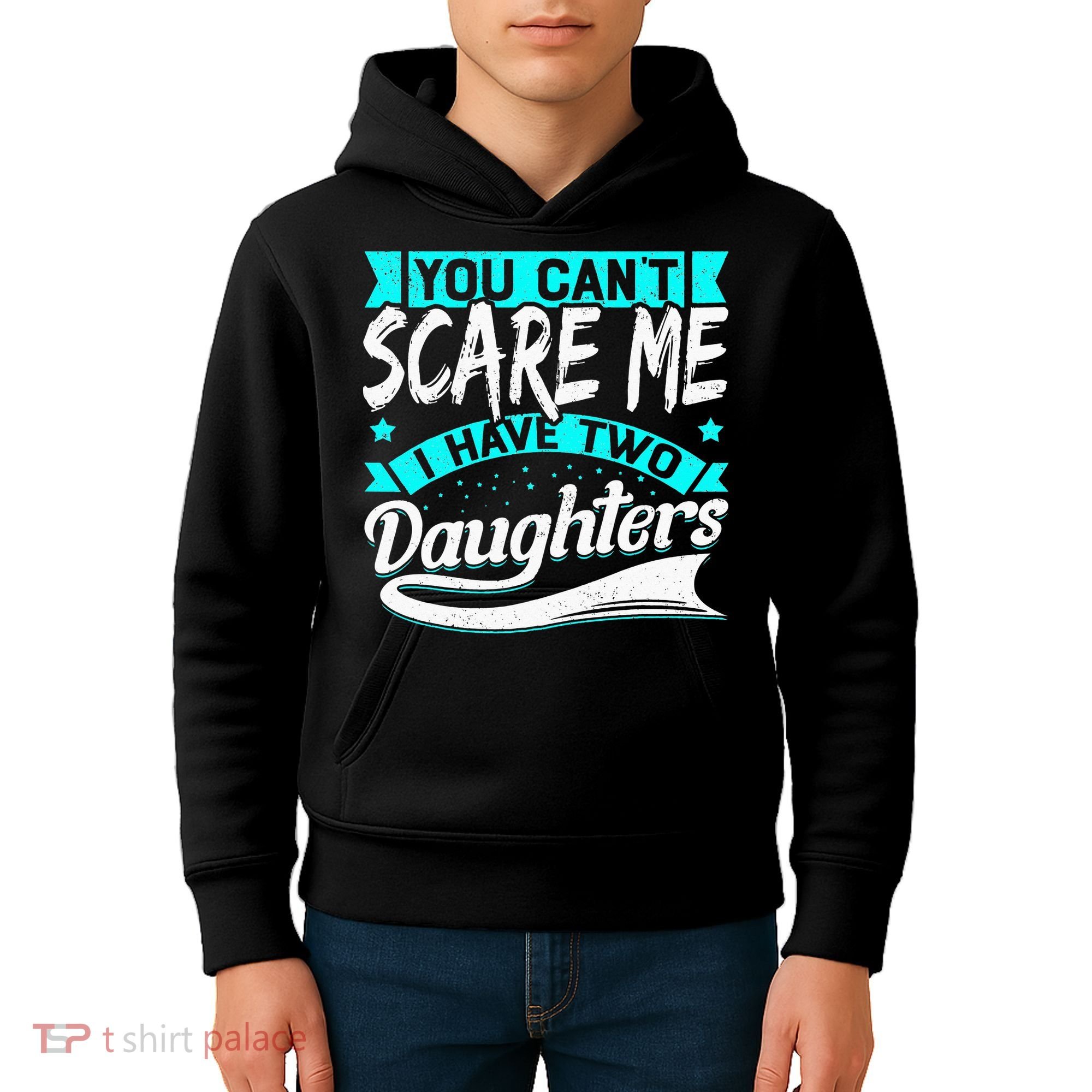 You Can't Scare Me I Have Two Daughters retro Mother's day Kids Hoodie