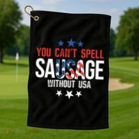 You Cant Spell Sausage Without Usa Funny Gift Golf Towel thumb 1