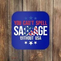 You Cant Spell Sausage Without Usa Funny Gift Coaster thumb 0