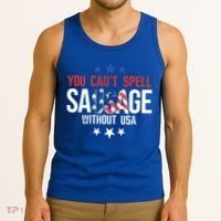 You Cant Spell Sausage Without Usa Funny Gift Tank Top thumb 3