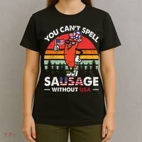 You Cant Spell Sausage Without USA 4th Of July American T-Shirt thumb 4