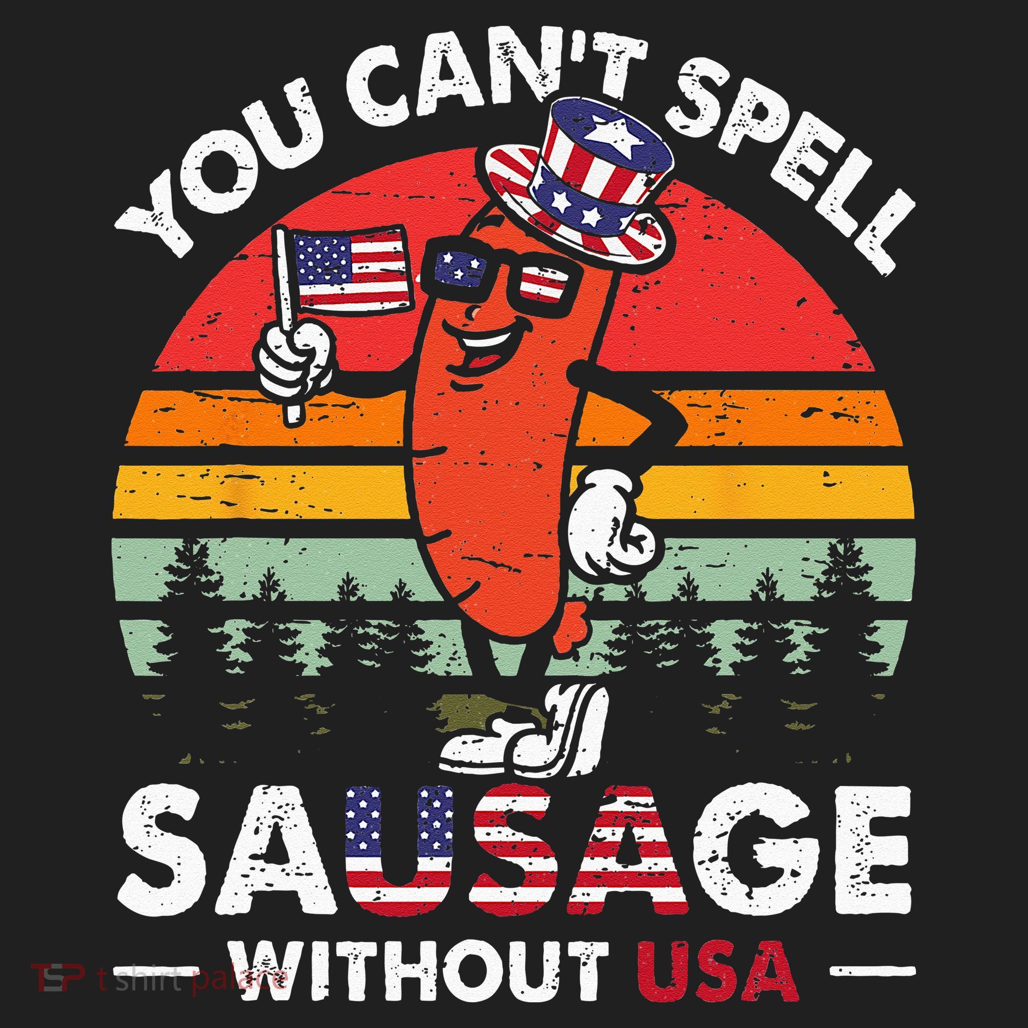 You Cant Spell Sausage Without USA 4th Of July American Beanie
