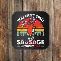 You Cant Spell Sausage Without USA 4th Of July American Coaster thumb 0