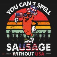 You Cant Spell Sausage Without USA 4th Of July American Coaster thumb 2