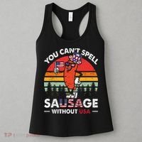 You Cant Spell Sausage Without USA 4th Of July American Women's Tank Top thumb 3