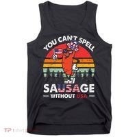 You Cant Spell Sausage Without USA 4th Of July American Tank Top thumb 0