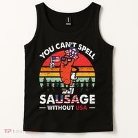 You Cant Spell Sausage Without USA 4th Of July American Tank Top thumb 2