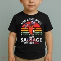 You Cant Spell Sausage Without USA 4th Of July American Toddler T-Shirt thumb 2