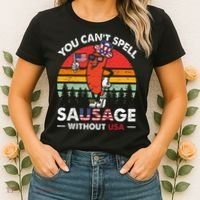 You Cant Spell Sausage Without USA 4th Of July American Women's T-Shirt thumb 2