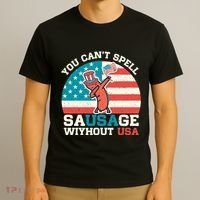 You Can’T Spell Sausage Without Usa Vintage Patriotic T-Shirt thumb 3
