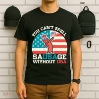You Can’T Spell Sausage Without Usa Vintage Patriotic T-Shirt thumb 6