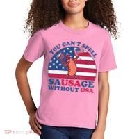 You Can’T Spell Sausage Without Usa 4th Of July Kids T-Shirt thumb 2