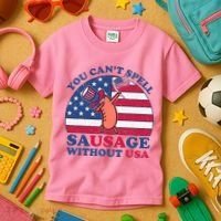 You Can’T Spell Sausage Without Usa 4th Of July Kids T-Shirt thumb 3