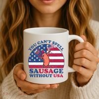 You Can’T Spell Sausage Without Usa 4th Of July Coffee Mug thumb 3