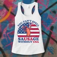 You Can’T Spell Sausage Without Usa 4th Of July Women's Tank Top thumb 3