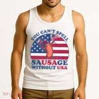 You Can’T Spell Sausage Without Usa 4th Of July Tank Top thumb 3