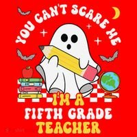 You CanT Scare Me IM A Fifth Grade Teacher Halloween Santa Hat thumb 1