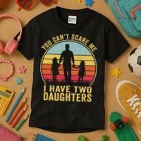 You Cant Scare Me I Have Two Daughters For Fathers Day Gift Kids T-Shirt thumb 3