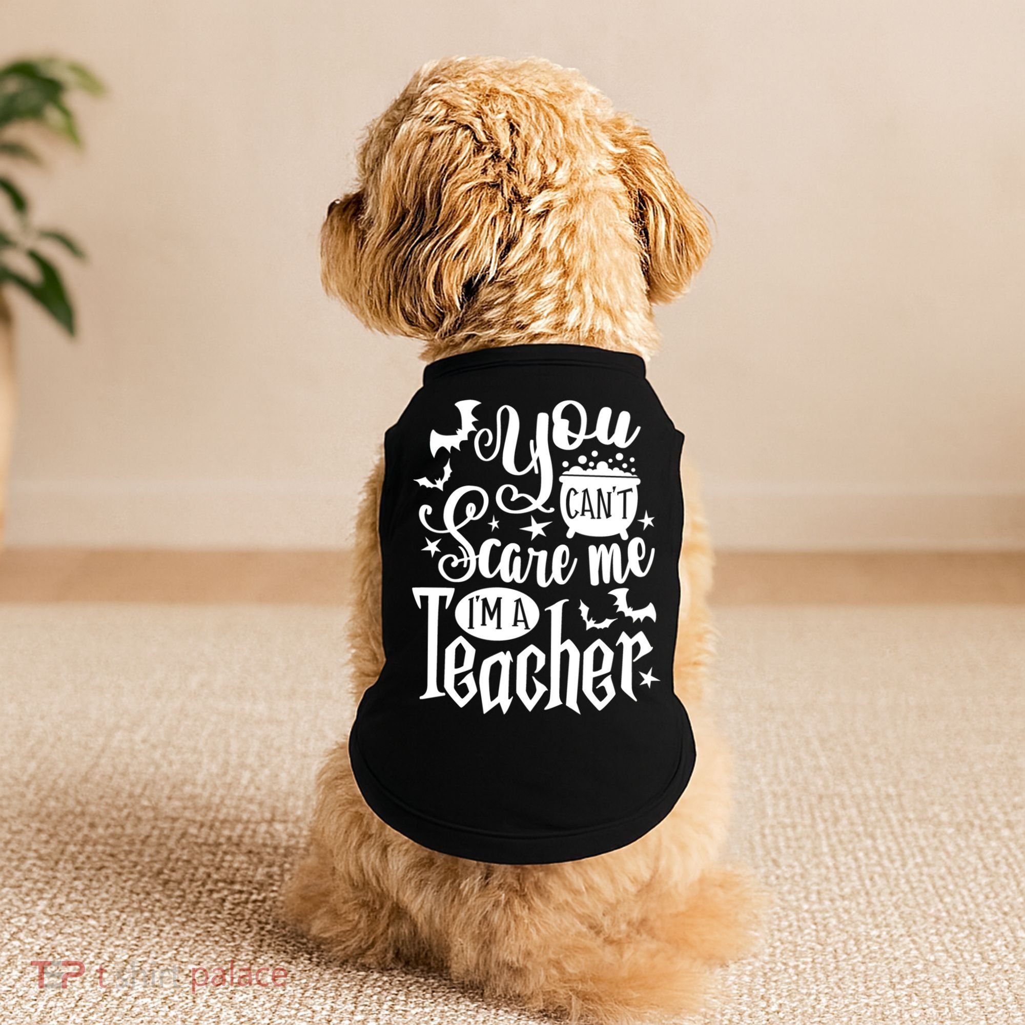 You Can't Scare Me I'm A Teacher Halloween Bats Gift Doggie Tank
