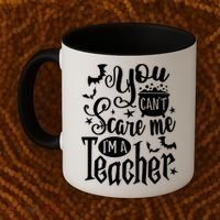 You Can't Scare Me I'm A Teacher Halloween Bats Gift Coffee Mug thumb 2