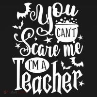 You Can't Scare Me I'm A Teacher Halloween Bats Gift Women's Hoodie thumb 2