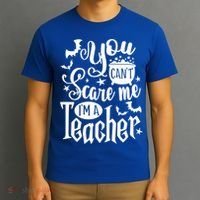 You Can't Scare Me I'm A Teacher Halloween Bats Gift T-Shirt thumb 3