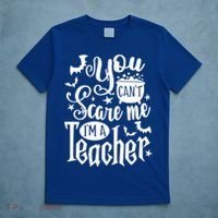 You Can't Scare Me I'm A Teacher Halloween Bats Gift T-Shirt thumb 5