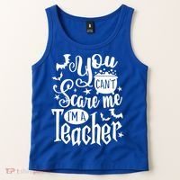 You Can't Scare Me I'm A Teacher Halloween Bats Gift Tank Top thumb 2