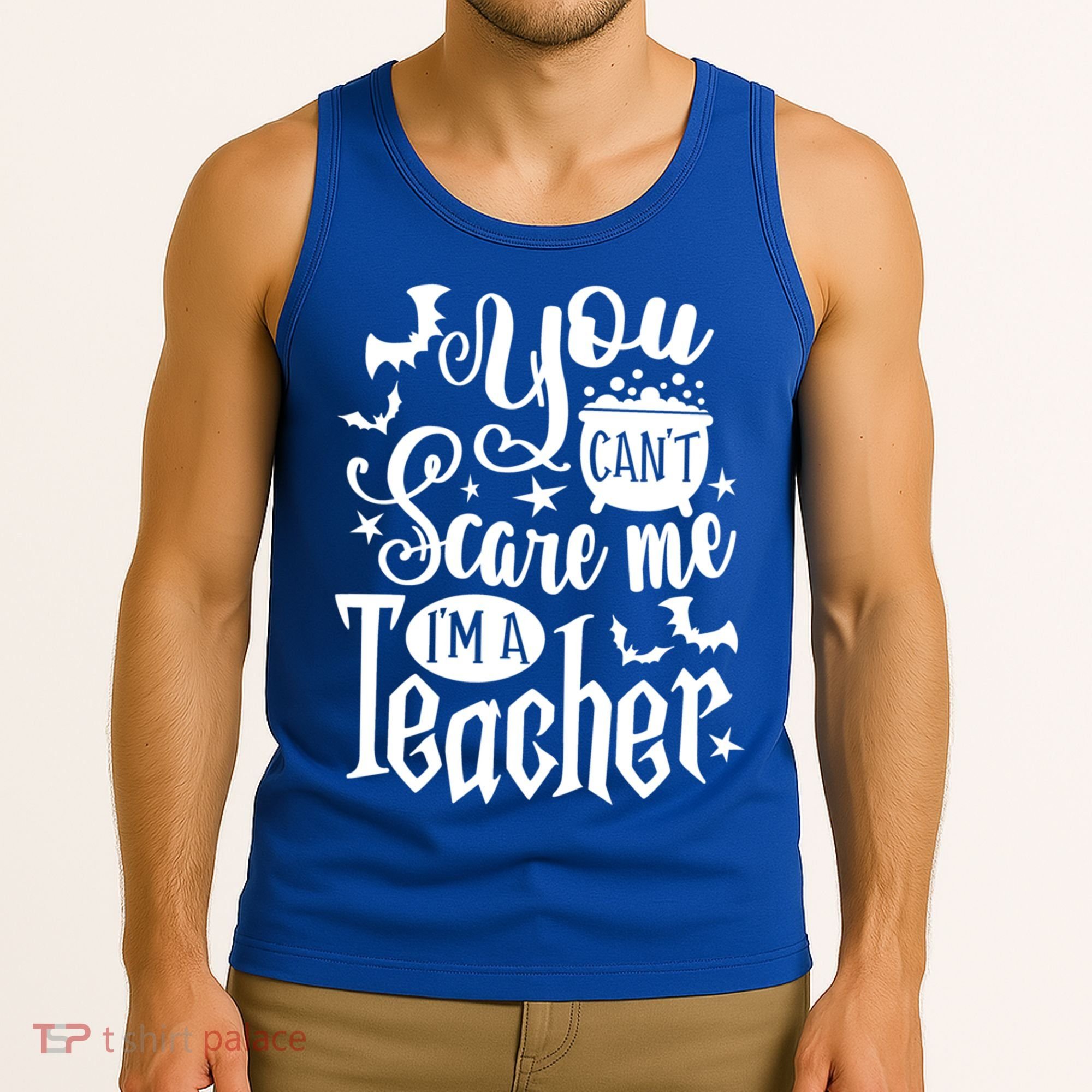 You Can't Scare Me I'm A Teacher Halloween Bats Gift Tank Top