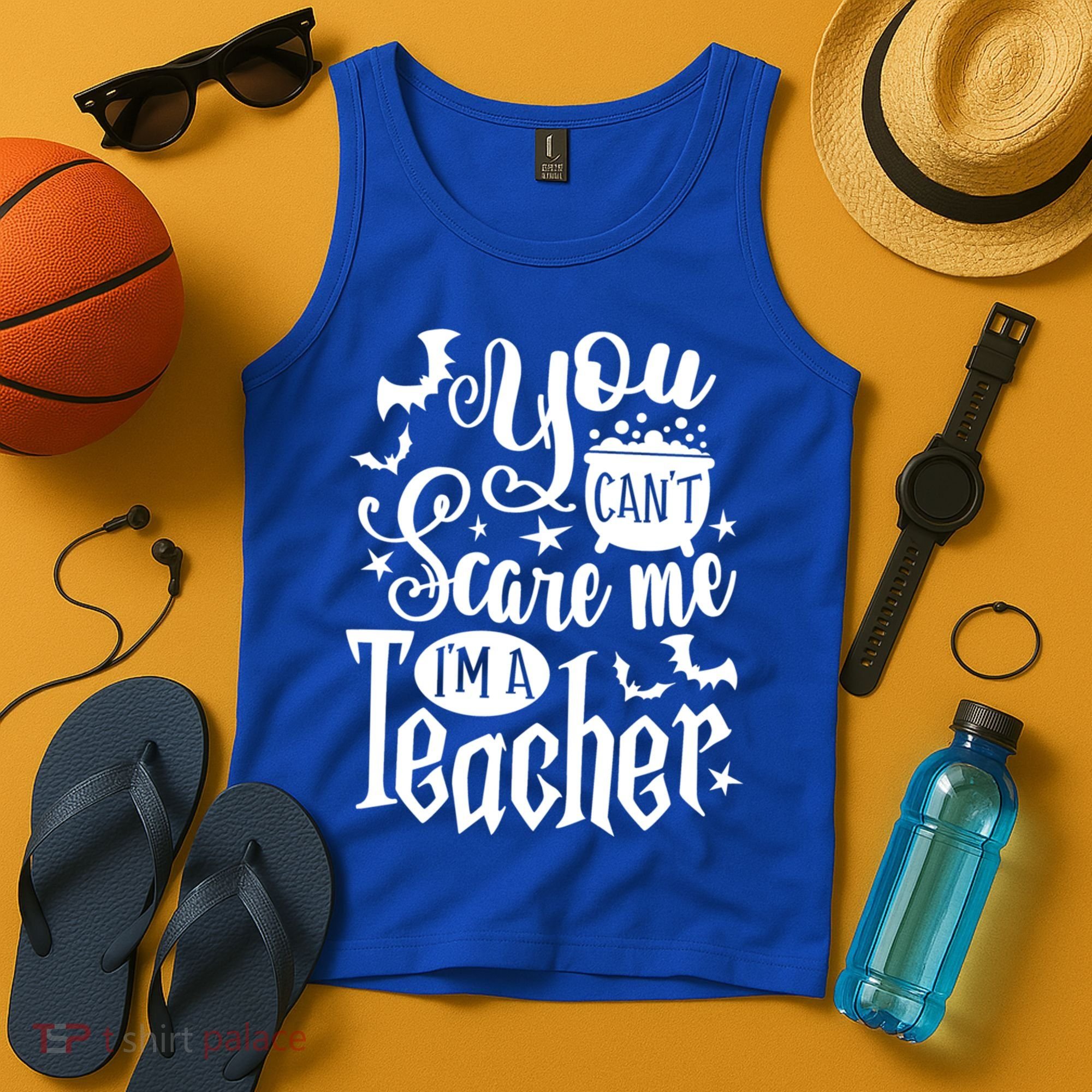 You Can't Scare Me I'm A Teacher Halloween Bats Gift Tank Top
