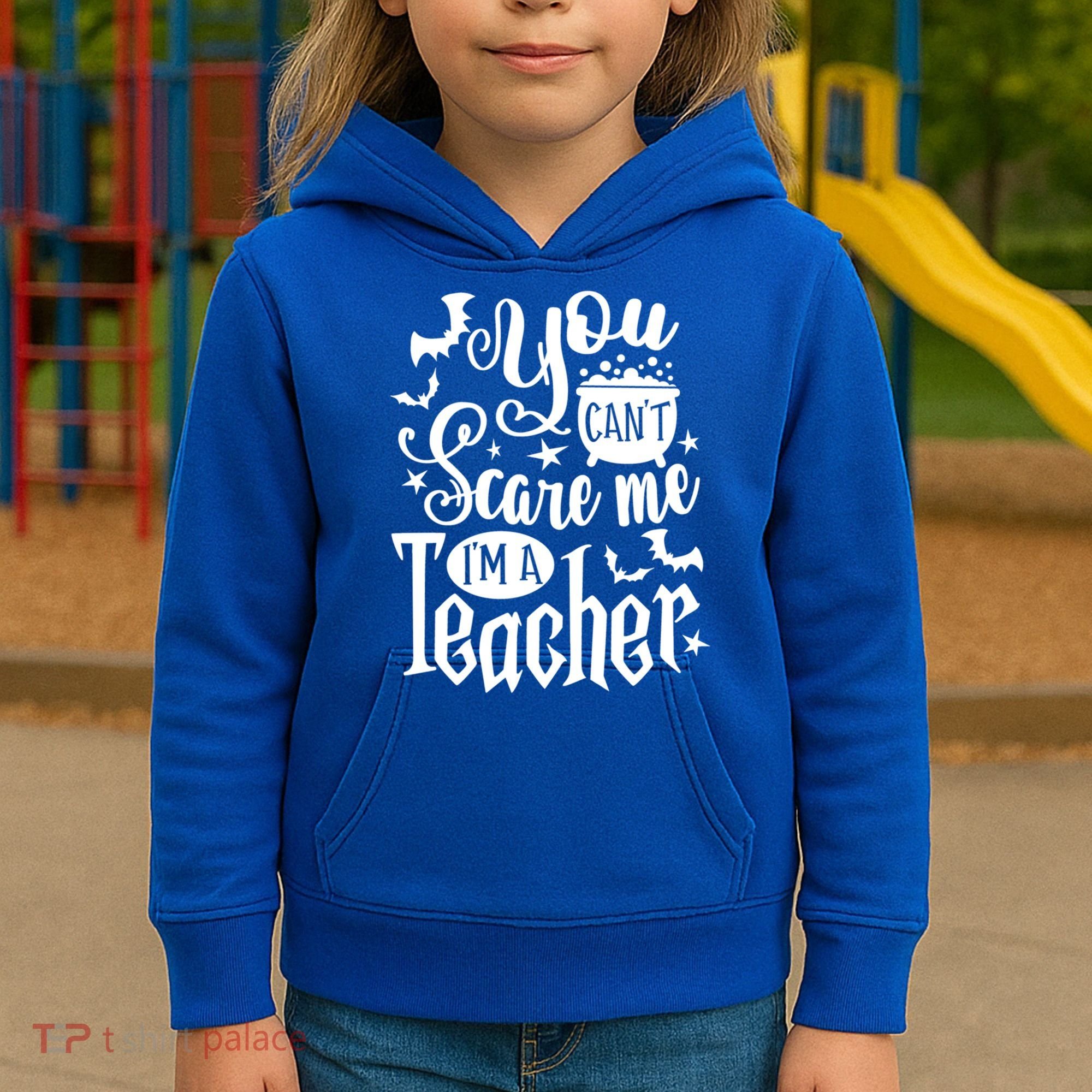 You Can't Scare Me I'm A Teacher Halloween Bats Gift Kids Hoodie