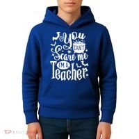 You Can't Scare Me I'm A Teacher Halloween Bats Gift Kids Hoodie thumb 4
