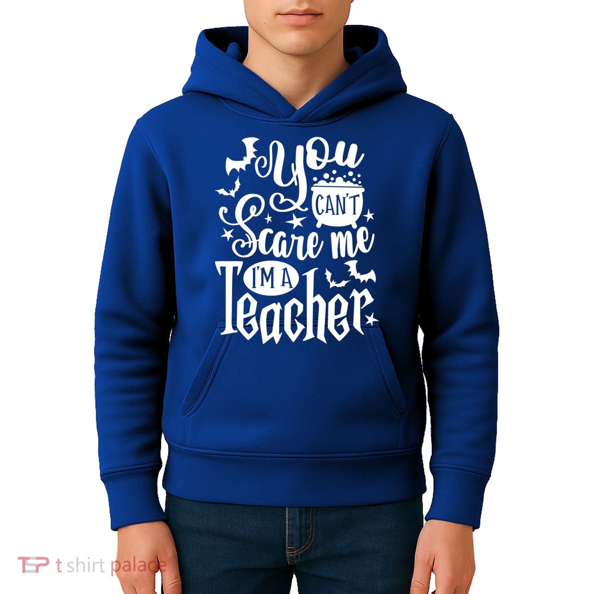You Can't Scare Me I'm A Teacher Halloween Bats Gift Kids Hoodie