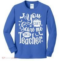 You Can't Scare Me I'm A Teacher Halloween Bats Gift Kids Long Sleeve Shirt thumb 0