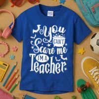 You Can't Scare Me I'm A Teacher Halloween Bats Gift Kids T-Shirt thumb 3