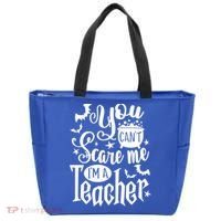 You Can't Scare Me I'm A Teacher Halloween Bats Gift Tote Bag thumb 0