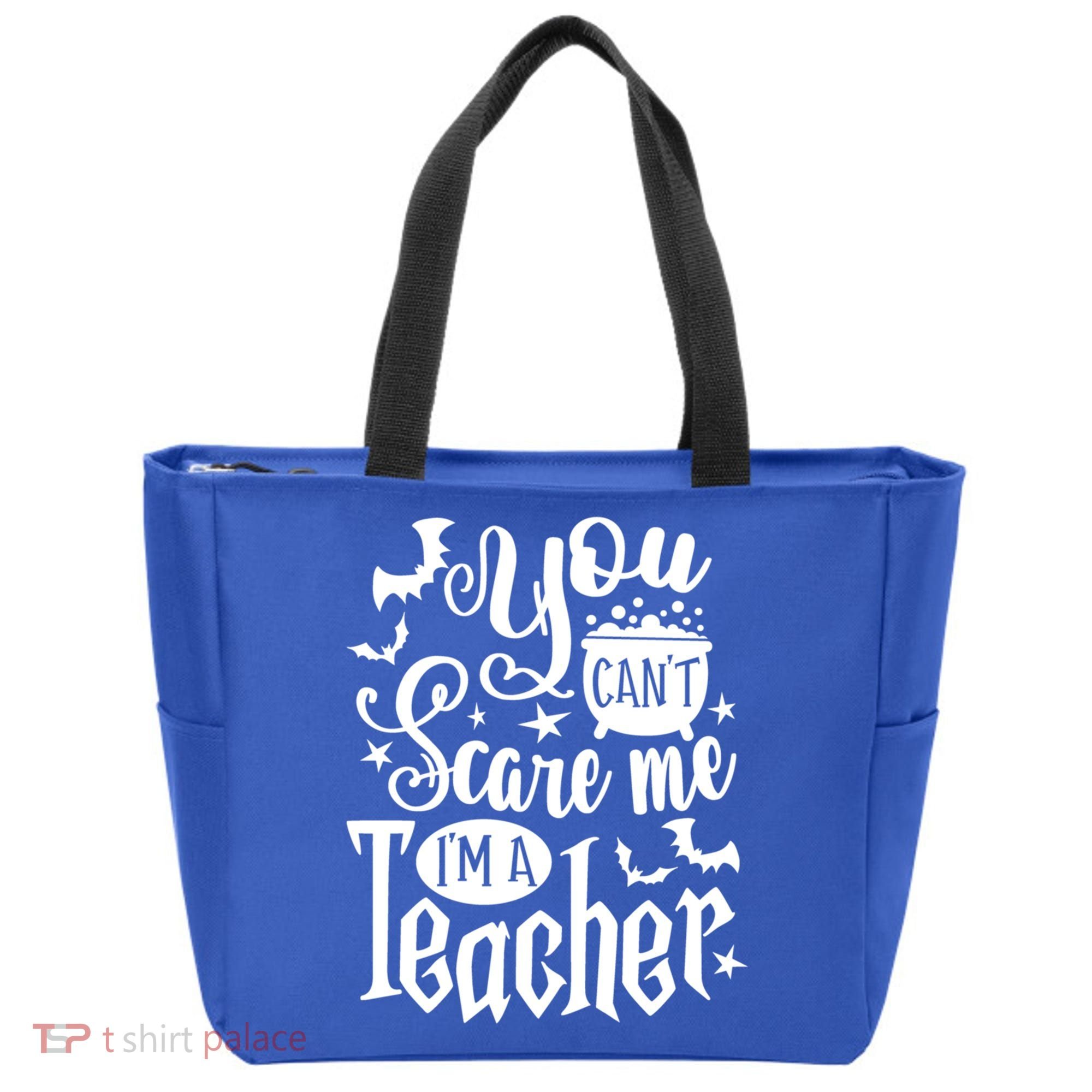 You Can't Scare Me I'm A Teacher Halloween Bats Gift Tote Bag