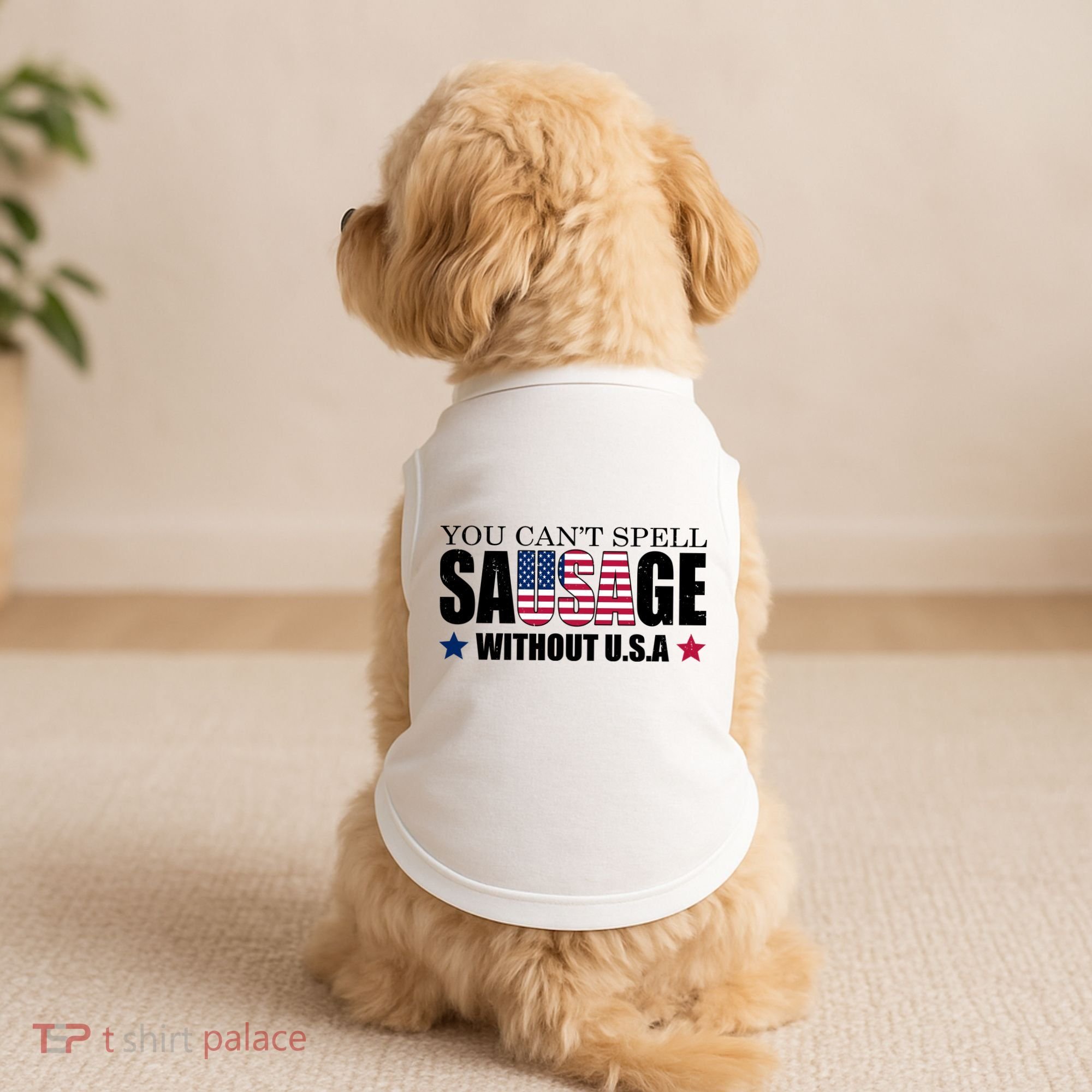 You Can't Spell Sausage Without USA Funny Doggie Tank