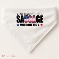 You Can't Spell Sausage Without USA Funny USA-Made Doggie Bandana thumb 0